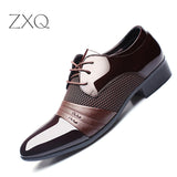 ZXQ Black Brown Men Dress Shoes, Men Business Flat Shoes - Recon Fashion