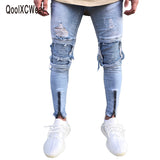 QoolXCWear Brand Designer Slim Fit Ripped Jeans - Recon Fashion