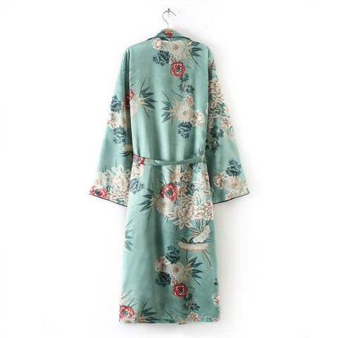 FEITONG Women's Bohemia Floral Tassel Long Kimono - Recon Fashion